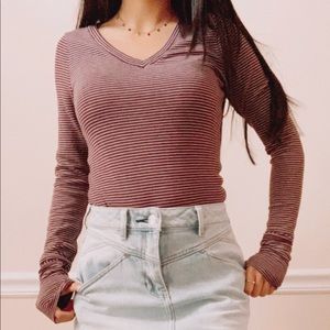 Burgundy striped long sleeve